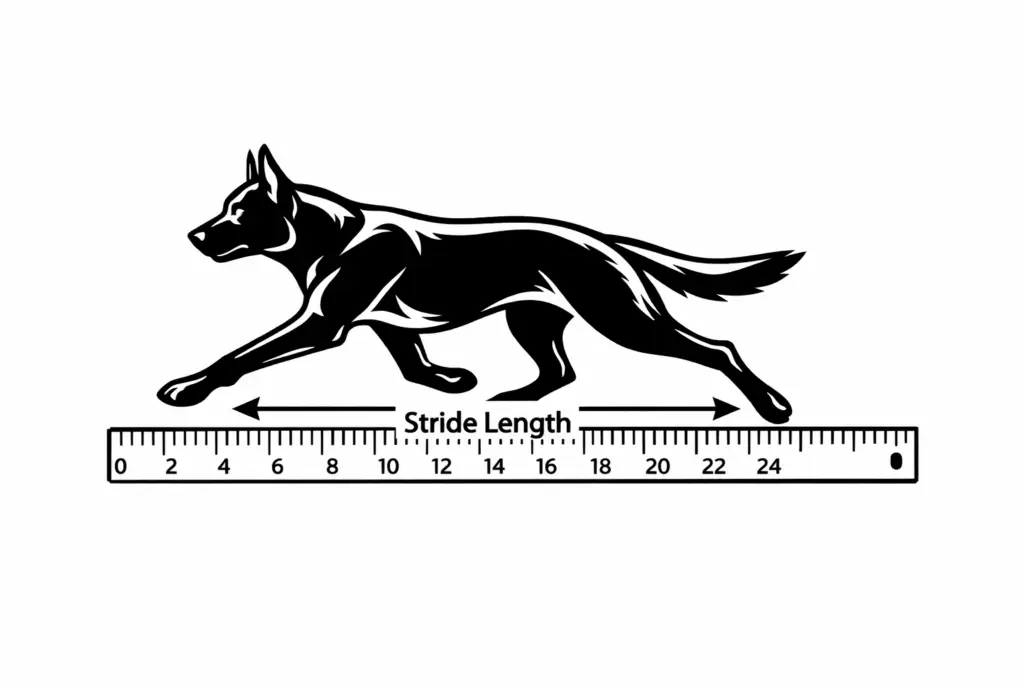 Dog from the side showing how to properly measure your dogs gait for a dog treadmill